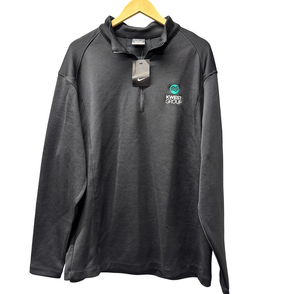 Nike Golf Jacket Mens XL Black Sport Cover Up 1/4 Zip KWEST GROUP Pullover NEW